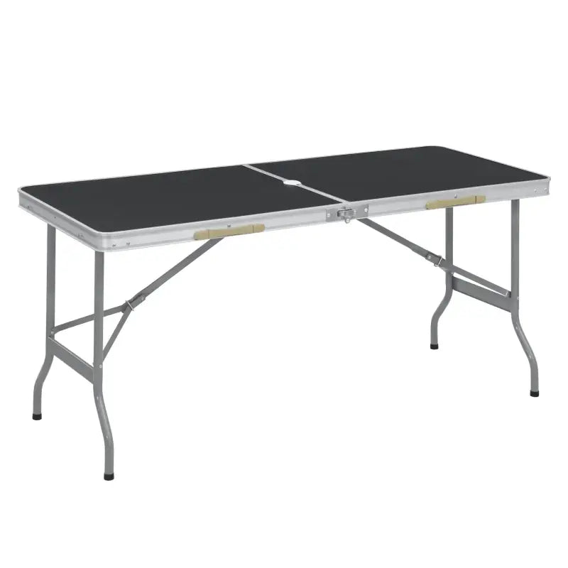 BukkitBow opvouwbare campingtafel met MDF blad, ijzeren buizen en aluminium, draagbaar design, 50x69,5x60 cm, tot 45 kg.