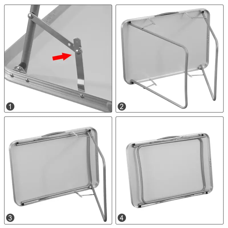 BukkitBow opvouwbare campingtafel met ijzeren buizen, aluminiumlegering en MDF blad, lichtgewicht en draagbaar, 70x60x50cm
