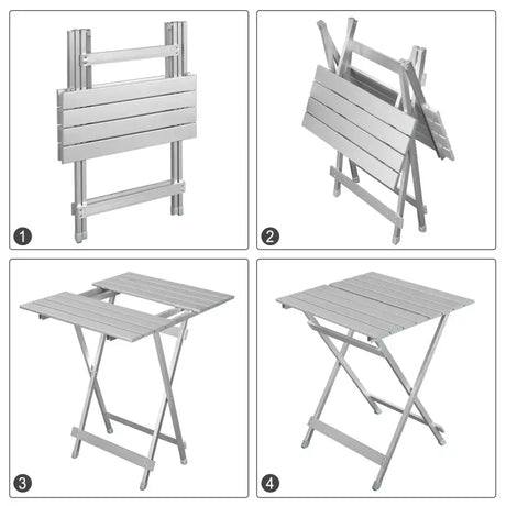 BukkitBow opvouwbare campingtafel van stevig aluminium, lichtgewicht, corrosiebestendig, afmetingen 50,5x46,5x60 cm, max 25 kg.