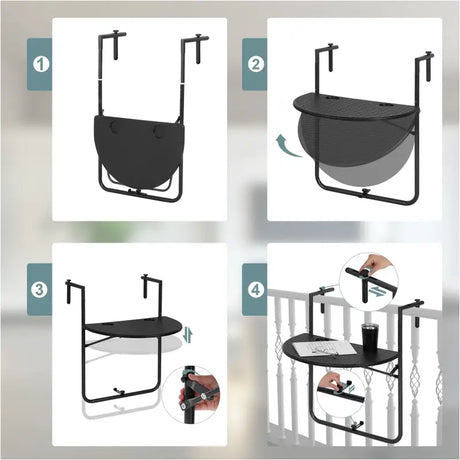 BukkitBow opvouwbare hangende campingtafel met bekerhouders, hoogte verstelbaar, weerbestendig, 60x74-84.5x62cm, 10kg gewicht.
