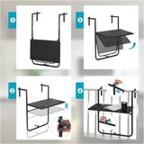 BukkitBow opvouwbare hangende campingtafel van PE en metaal, verstelbaar en ruimtebesparend, 60x74-84,5x57cm, lichte campingtafel