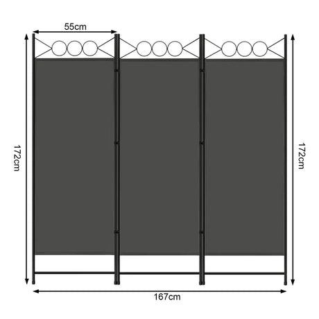 BukkitBow opvouwbare kamerscherm in donkergrijs, 167x172cm of 223x172cm, voor privacy en scheiding in huis.