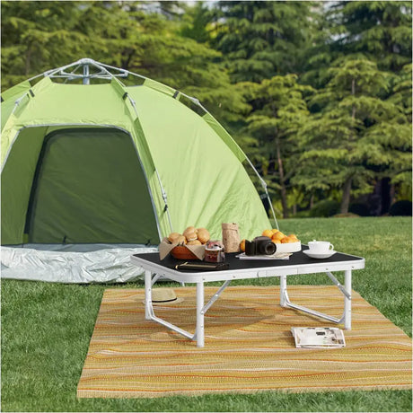 BukkitBow opvouwbare campingtafel, instelbare hoogte, lichtgewicht, 75x55x(25-60)cm, maximale belasting 30kg, geschikt voor kamperen.