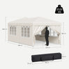 BukkitBow opvouwbare partytent 3x6m met 6 zijwanden, pop-up paviljoen voor buitenfeest of evenement.