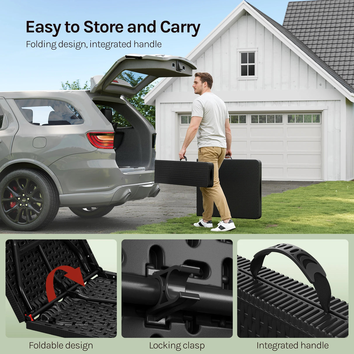 BukkitBow opvouwbare picknickset van 3 delen in rattan look, inclusief tafel en zitplaatsen, 180 cm lang.