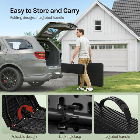 BukkitBow opvouwbare picknickset van 3 delen in rattan look, inclusief tafel en zitplaatsen, 180 cm lang.