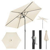 BukkitBow UV-bestendig strandparasol, zeshoekig met handslinger en 45° buigbaarheid voor schaduw op het strand