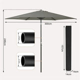BukkitBow strandparasol UV-bestendig, zeshoekig, 45° buigbaar met handslinger voor schaduw op het strand