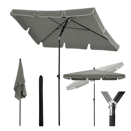 BukkitBow strandparasol UV-bestendig, waterdicht, 200x120 cm, 45° buigbaar, geschikt voor strand en buitengebruik.