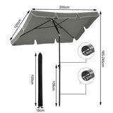 BukkitBow strandparasol UV-bestendig, 200x120 cm, waterdicht, 45° buigbaar, voor schaduw op het strand