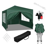 BukkitBow partytent met zijwanden en ronde rand, waterdicht en weerbestendig, 300x300 cm, opvouwbare tuinpaviljoen.