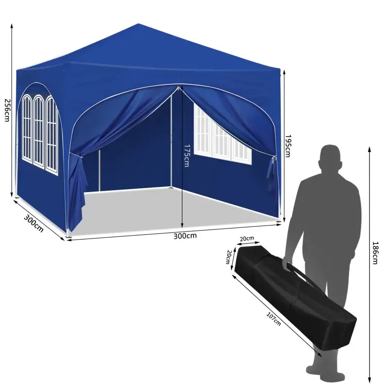 BukkitBow partytent met zijwanden en ronde rand, waterdicht en weerbestendig, 300x300 cm, geschikt als tuinpaviljoen.