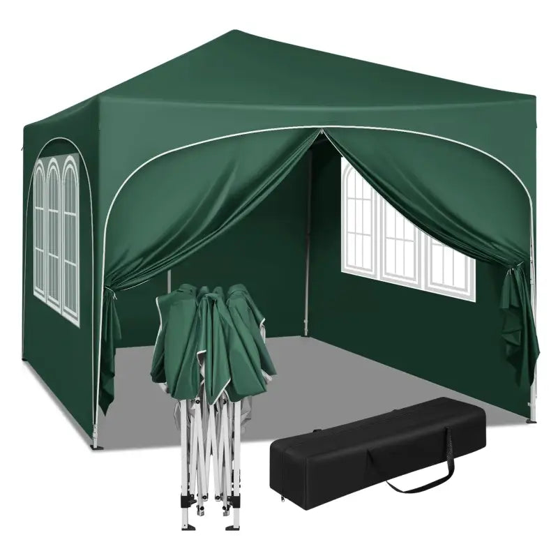 BukkitBow partytent met zijwanden en ronde rand, waterdicht en weerbestendig, 300x300 cm, opvouwbare tuinpaviljoen.