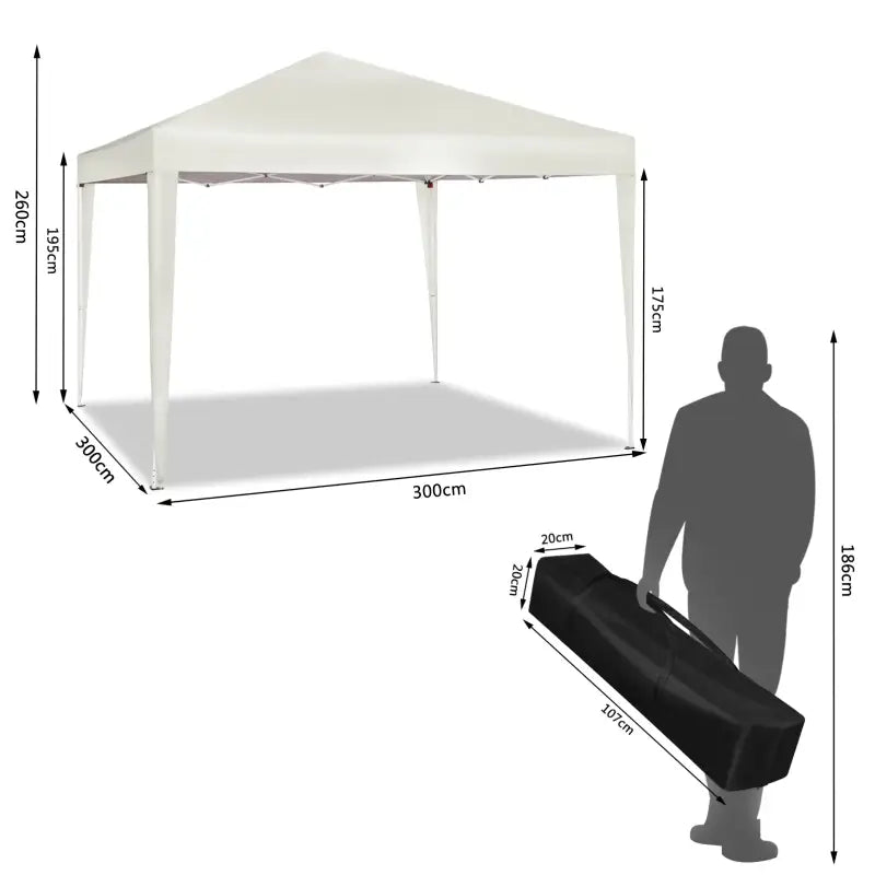 BukkitBow partytent van 300x300 cm, waterdicht en weerbestendig, opvouwbare tuinpaviljoen voor feestjes en buitengebruik