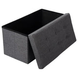BukkitBow poef met opbergkist, stevige constructie, decoratief en eenvoudig op te zetten, 76x38x38 cm, zwart en houtlook.