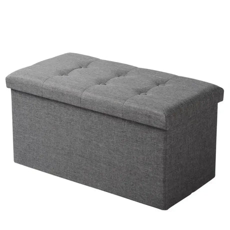 BukkitBow poef en opbergkist met ruime opslag, stevig en decoratief, 76x38x38cm, eenvoudig op te zetten, zwart en houten afwerking