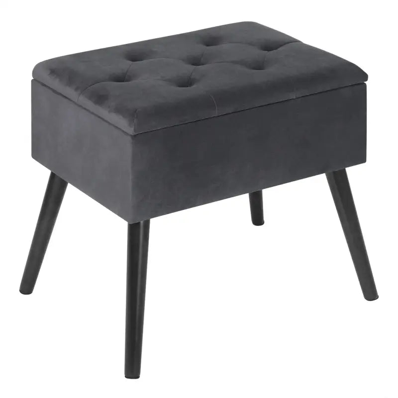 BukkitBow poef met fluwelen laag en opbergruimte, comfortabel zittend multifunctioneel, 50x35x45cm, zwart en zacht materiaal.
