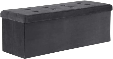 BukkitBow poef met opbergruimte, stevig frame, opvouwbaar, grote opslagcapaciteit, multifunctioneel, 110x37,5x38 cm.