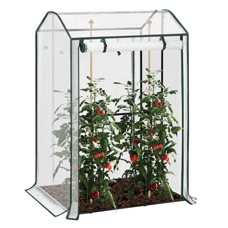 BukkitBow polytunnel tuinkas voor groenten, winterproof, compacte tunnel van 150x100x83cm met groot luik, ideaal voor tuinieren.