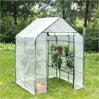 BukkitBow polytunnel tuinkas voor groenten, winterproof, compact met groot luik en drie bloemenplanken, 143x143x195 cm