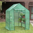 BukkitBow polytunneltuinkas voor groenten, winterproof, compact met groot luik en drie bloemenplanken, 143x143x195 cm