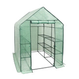 BukkitBow polytunnel tuinkas voor groenten teelt, winterproof, compact met groot luik en drie bloemenplanken, 143x143x195 cm