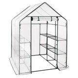 BukkitBow polytunnel tuinkas voor groenten, winterproof, compact met groot luik en drie bloemenplanken, 143x143x195 cm