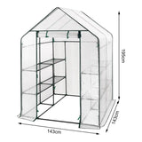 BukkitBow polytunnel tuinkas voor groenten, compact ontwerp met groot luik en drie bloemenplanken, 143x143x195 cm, winterproof.