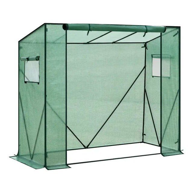 BukkitBow polytunnel tuinkas voor groenteteelt, compact ontwerp, groot luik en 3 bloemenplanken, 200x169x77cm, winterbestendig.