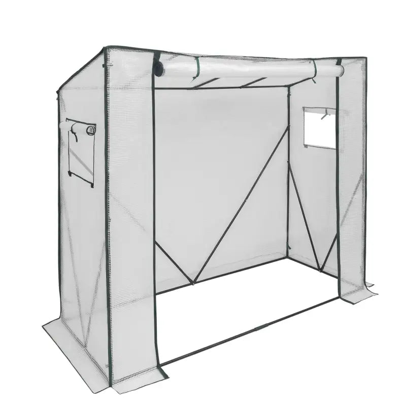 BukkitBow polytunnel tuinkas voor groenten, winterproof, compact met groot luik en drie bloemenplanken, 200x169x77 cm