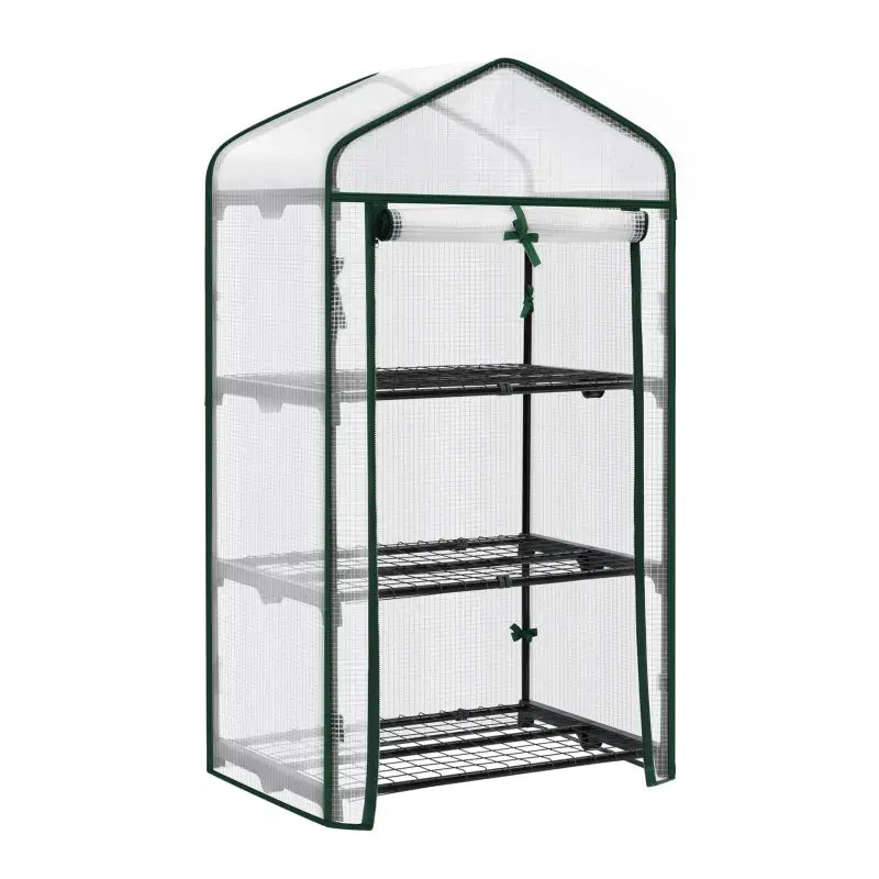 BukkitBow polytunnel tuinkas voor groenten, winterproof, compact ontwerp, groot luik en drie bloemenplanken, 69x125x49 cm.