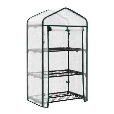 BukkitBow polytunnel tuinkas voor groenten, winterproof, compact ontwerp, groot luik en drie bloemenplanken, 69x125x49 cm.