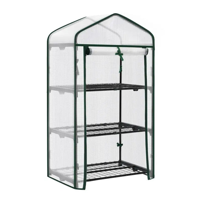 BukkitBow polytunnel tuinkas voor groenten, winterproof, compact ontwerp, groot luik en drie bloemenplanken, 69x125x49 cm.