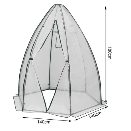 BukkitBow polytunnel tuinkas voor groente teelt, winterproof, compact met groot luik en raam, afmetingen 140x140x180 cm
