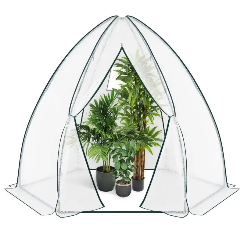 BukkitBow polytunnel tuinkas voor groenteteelt, compact ontwerp met groot luik en raam, 240x240x200 cm, winterproof.