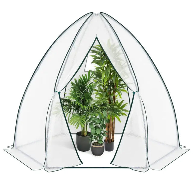 BukkitBow polytunnel tuinkas voor groenteteelt, compact ontwerp met groot luik en raam, 240x240x200 cm, winterproof.