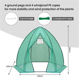 BukkitBow polytunnel tuinkas voor groenteteelt, winterproof, compact ontwerp met groot luik en raam, 240x240x200cm