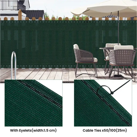 BukkitBow privacyscherm van 180 g/m², ademend, waterdicht, op maat knipbaar, eenvoudig te monteren voor privacy en zonwering.