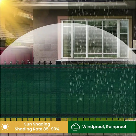 BukkitBow privacy scherm, 180 g/m² zonwering, ademend en waterdicht, op maat knipbaar, eenvoudig te monteren.