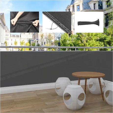 BukkitBow privacy scherm in antraciet, 180g/m², schaduwend 85%, temperatuurbestendig, inclusief 50 kabelbinders.