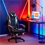 BukkitBow racing gamestoel in fluweel met rug-, nekkussen en voetensteun, 49 cm hoog, comfortabele gaming stoel.