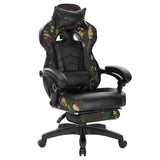 BukkitBow racing gamestoel in stof of leer met rug-, nekkussen en voetensteun, hoogte 45-52cm, voor comfortabel gamen.