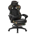BukkitBow racing gamestoel met stof of leer, rug- en nekkussen, voetsteun en hoogte van 45-52 cm, geschikt voor gamen en werken