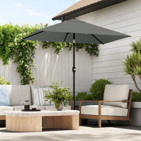 Rechthoekige BukkitBow parasol met slinger en kantelfunctie, 200x135cm, geschikt voor buitenruimte, biedt schaduw en comfort