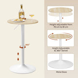 Ronde metalen bourgobartafel van BukkitBow, hoogte verstelbaar, geschikt als bistrotafel voor in huis of in de horeca.