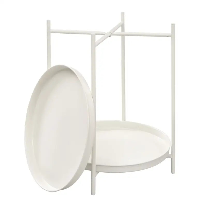 Ronde BukkitBow bijzettafel van metaal met afneembare dienbladen, afmetingen 44x53cm, stijlvolle woonaccessoire