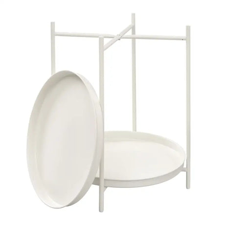 Ronde BukkitBow bijzettafel van metaal met afneembare dienbladen, afmetingen 44x53cm, stijlvolle woonaccessoire