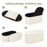 BukkitBow ronde compacte opbergpoef met zitkist, voetenbank met opbergruimte en deskel, 38x38x36 cm, vouwbaar en multifunctioneel