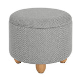 BukkitBow ronde opbergpoef met zitkist en deskel, voetenbank met opbergruimte, 39x39x33 cm, zachte stoffen bekleding