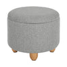 Ronde BukkitBow opbergpoef met zitkist en voetbank, 39x39x33 cm, met opbergruimte en houten deksel voor woonkamer of slaapkamer